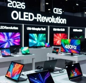 Die Oled Revelotion auf der CES 2026 gerollte Laptops und Gaming Monitore