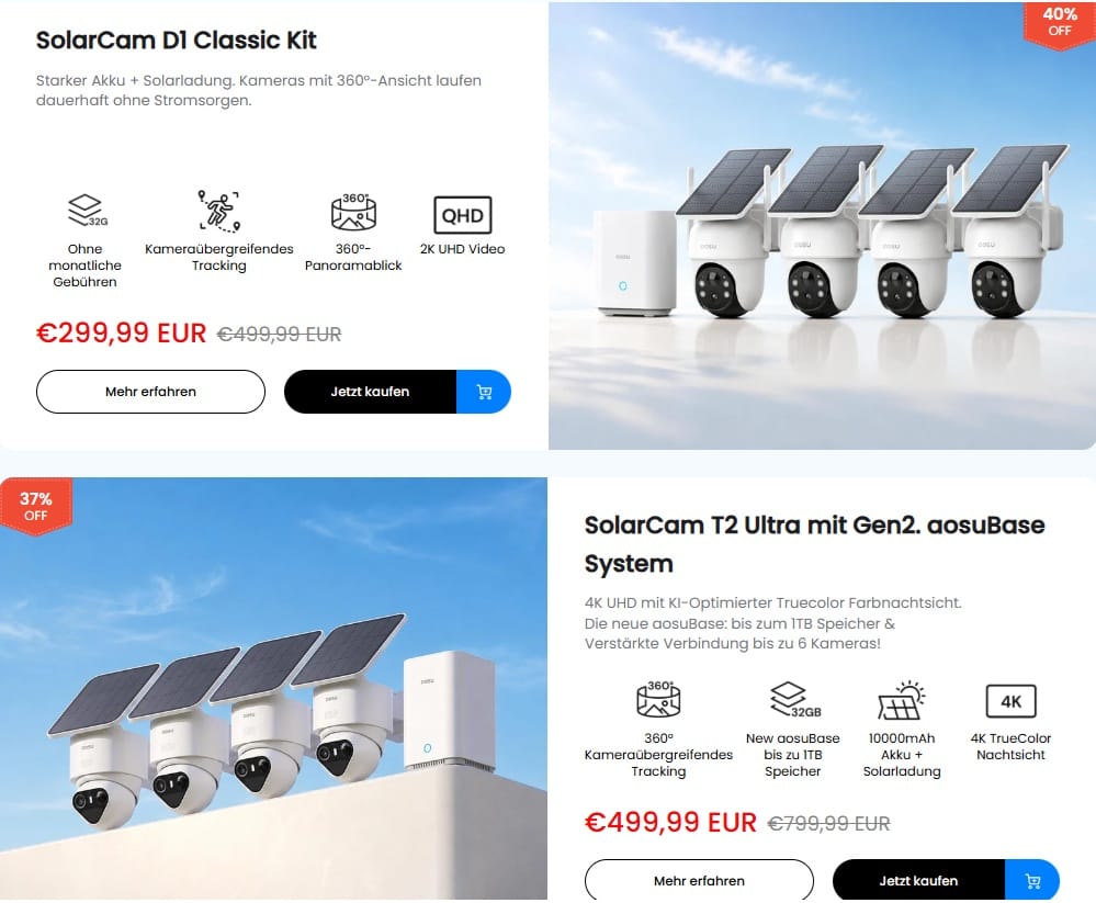 AOSU SolarCam T2 Ultra im Vergleich