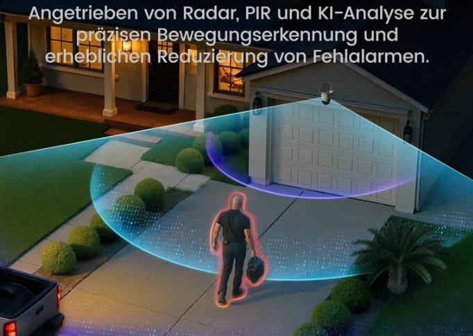 Bei der AOSU SolarCam T2 Ultra erkennt die KI alles sicher und verhindert Fehlalarme