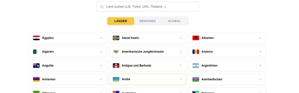 BuddySIM - einfach das Land aussuchen