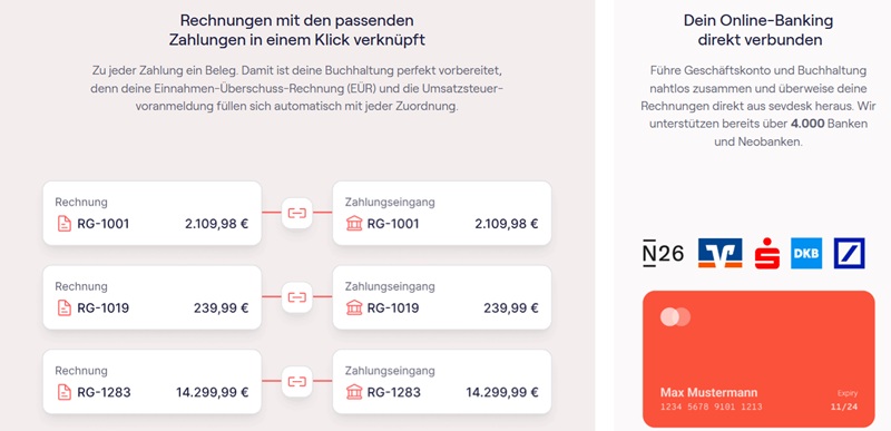 Online Banking inklusive bei sevdesk