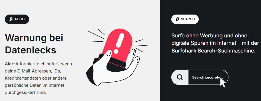 Der Surfshark Alert informiert dich sofort bei Datenklau