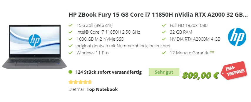HP ZBook Fury als Black Week Angebot