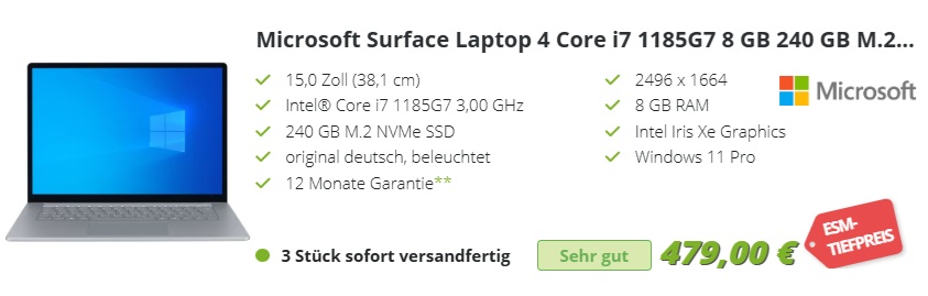 Microssoft Surface Core als Blackfriday Schnäppchen
