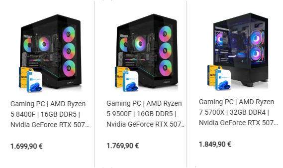 RTX 5070 Gaming PCs Modellvergleich zum Black Friday